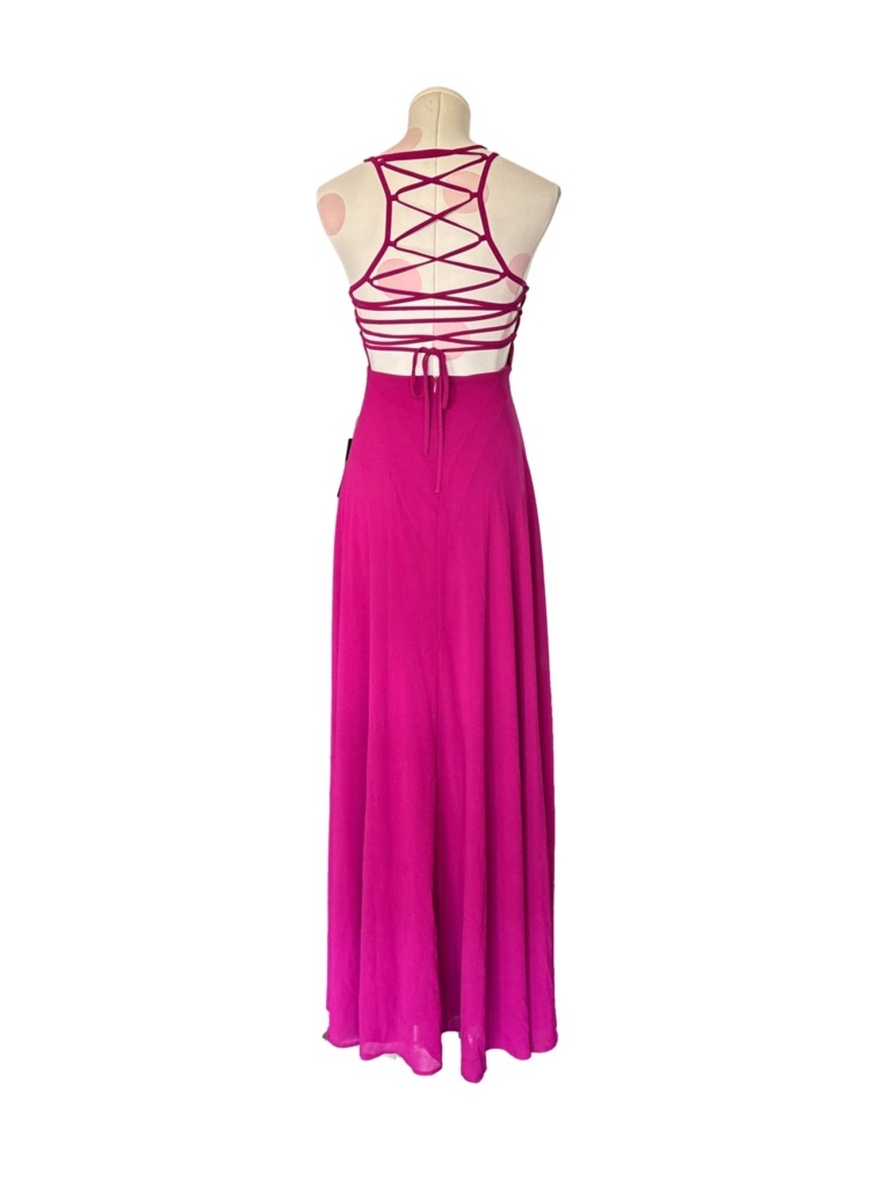 NWT Romantic Strappy To Be Here Magenta Lace-Up Maxi Dress - small - Picture 6 of 13